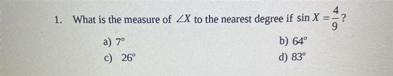 A) 7° c) 26° b) 64° d) 83°-example-1