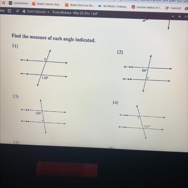 Fine measure of each angle indicated-example-1