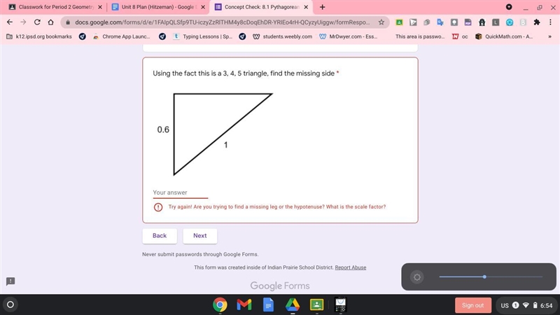 Using the fact this is a 3, 4, 5 triangle, find the missing side * Please help I will-example-1