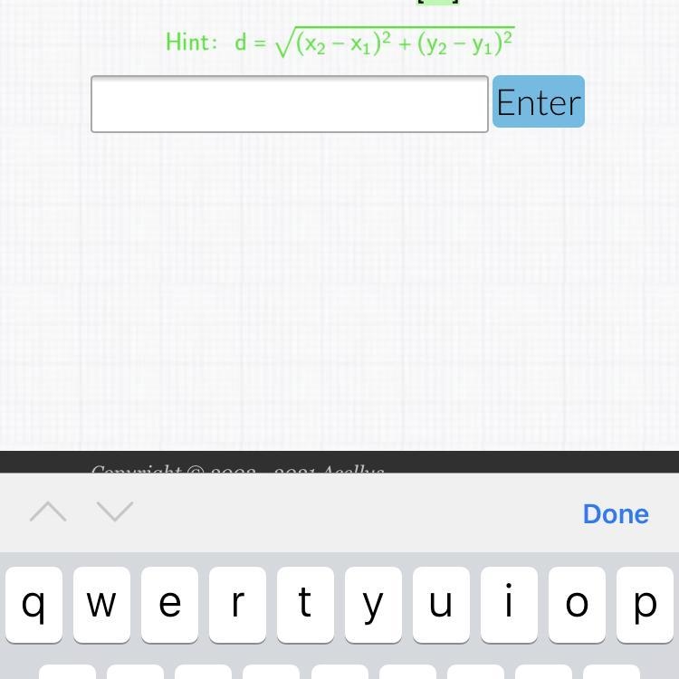 Find the distance AB rounded to the nearest tenth Need help?-example-1