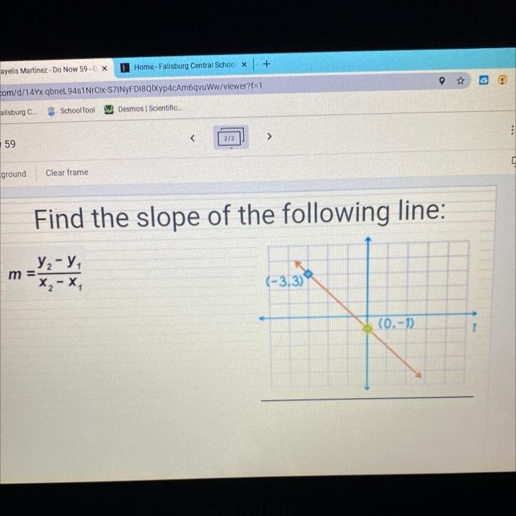 What is the slope of the following line? I need help asap-example-1