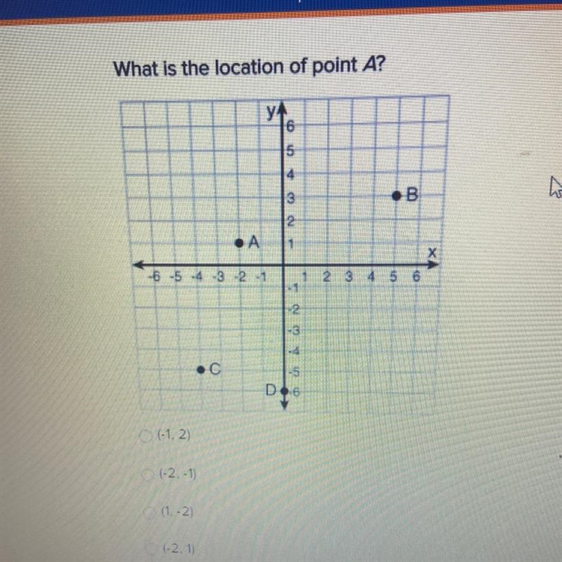 PLEASE HURRY!! What is the location of point A?-example-1