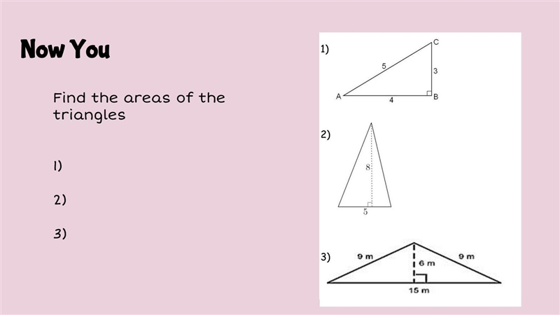 Please help me find the area of the triangles in the picture shown below.-example-1