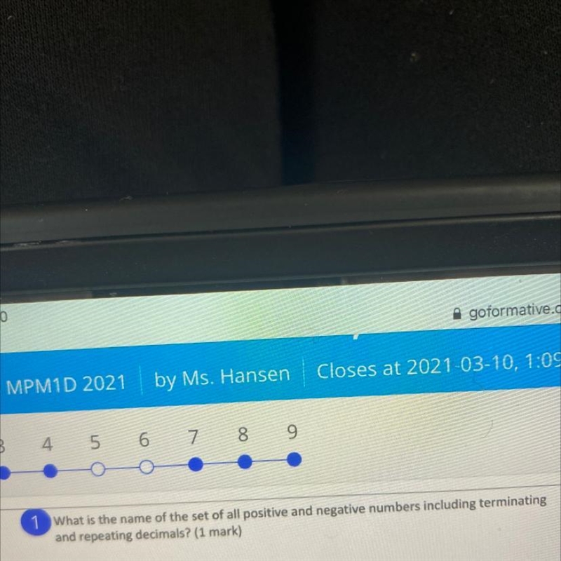 What is the name of the set of all positive and negative numbers including terminating-example-1