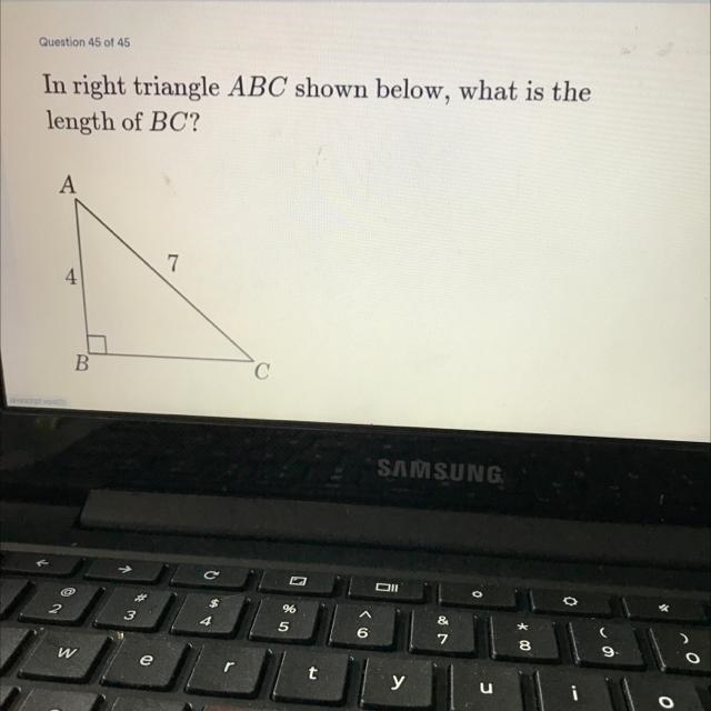 In right triangle ABC shown below, what is the length of BC?-example-1