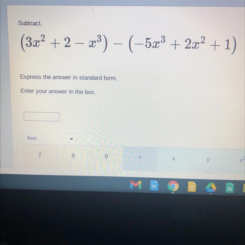 Subtract. (3x2 + 2 – 23) – (-583 + 2x2 + 1) Express the answer in standard form.-example-1