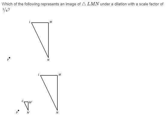 Which of the following represents an image of △LMN under a dilation with a scale factor-example-1