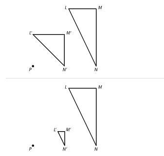 Which of the following represents an image of △LMN under a dilation with a scale factor-example-2