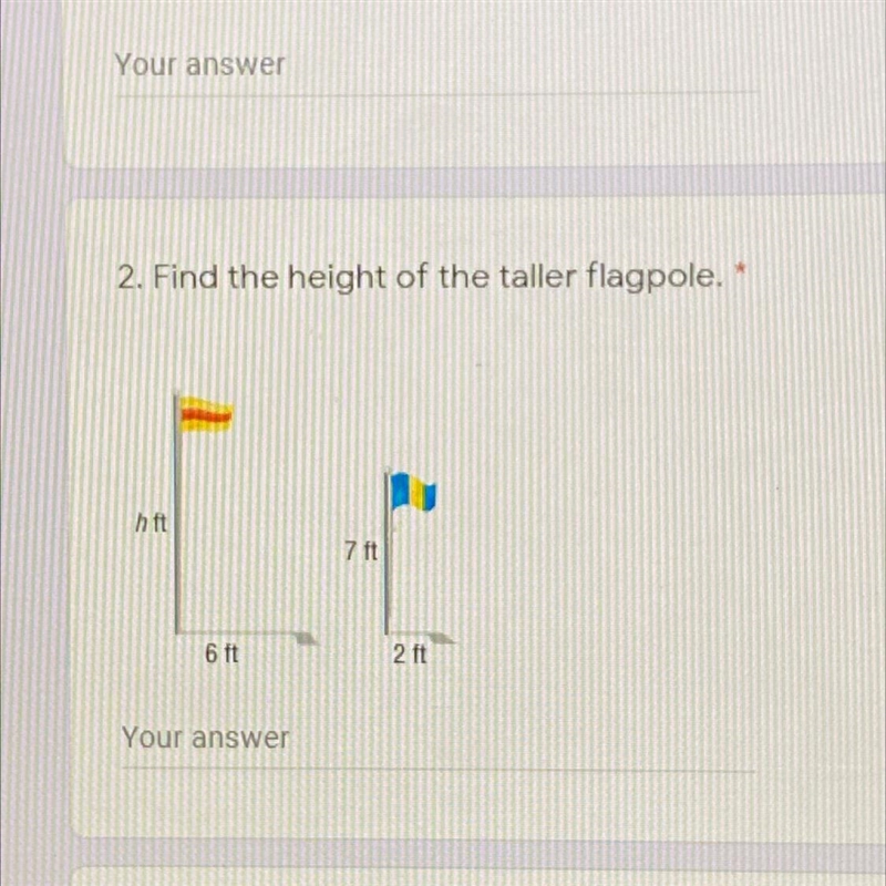 Geometry: Find the height of the taller flagpole-example-1