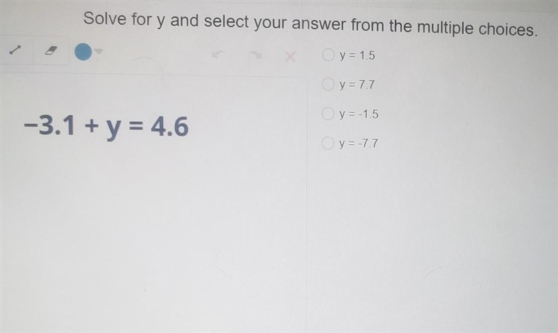 Solve for y and select your answer from the multiple choices.​-example-1