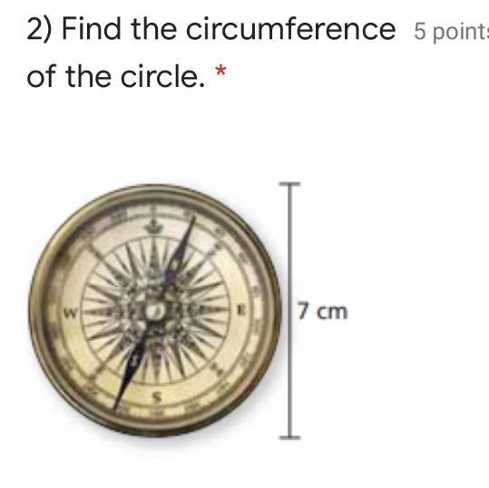 Find the circumference of the circle. A. 11 cm B. 44 cm C. 22 cm D. 33 cm-example-1