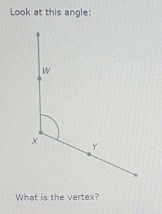 Look at this angle: What is the vertex? A) W B) None C) X D) Y​-example-1