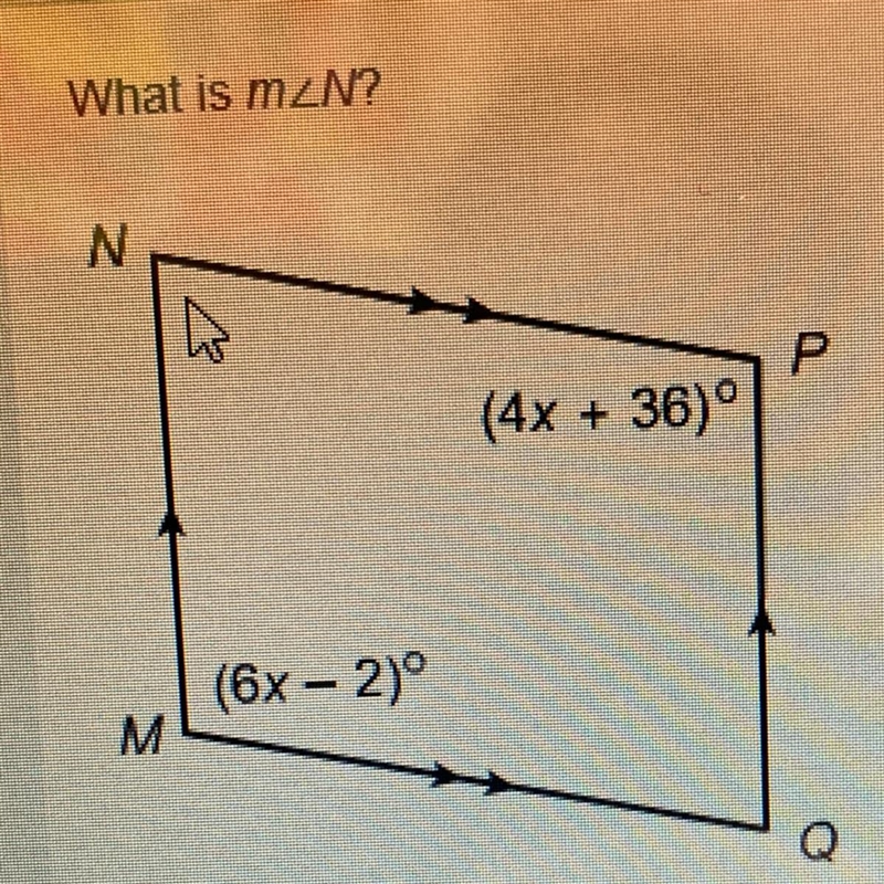 (4x + 36)° (6x - 2) What is x?-example-1