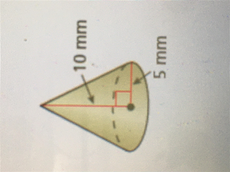 Find the volume of the cone. Round your answer to the nearest tenth.-example-1