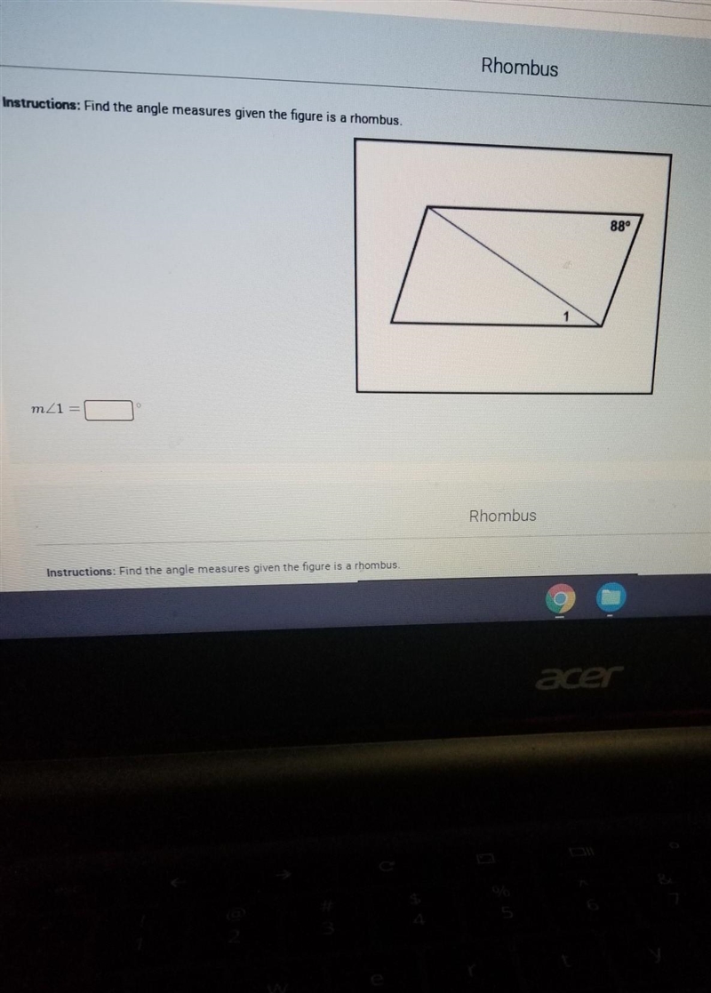 Find the angle measures given the figure is a rhombus.​-example-1