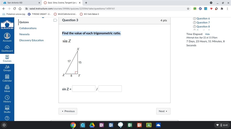 Find the value of each trigonometric ratio.-example-1