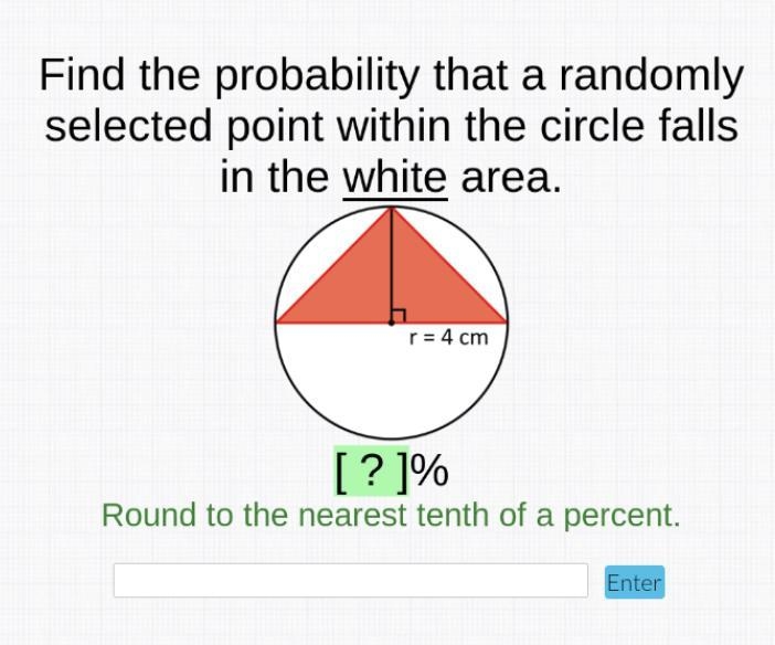 Find the probability that a randomly selected point within the circle falls in the-example-1