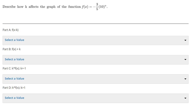 Describe how k affects the graph of the function f(x)= -3/5(10)^x-example-1