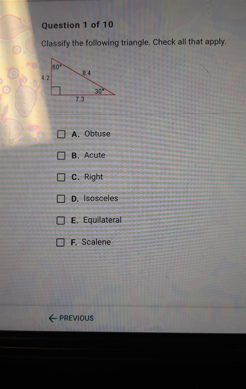 Classify the following triangle check all that apply​-example-1