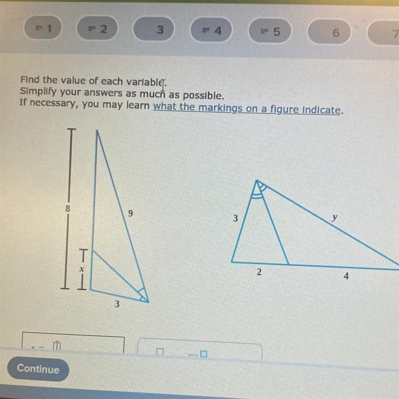 Find the value of each variable. Simplify your answers as much as possible. If necessary-example-1