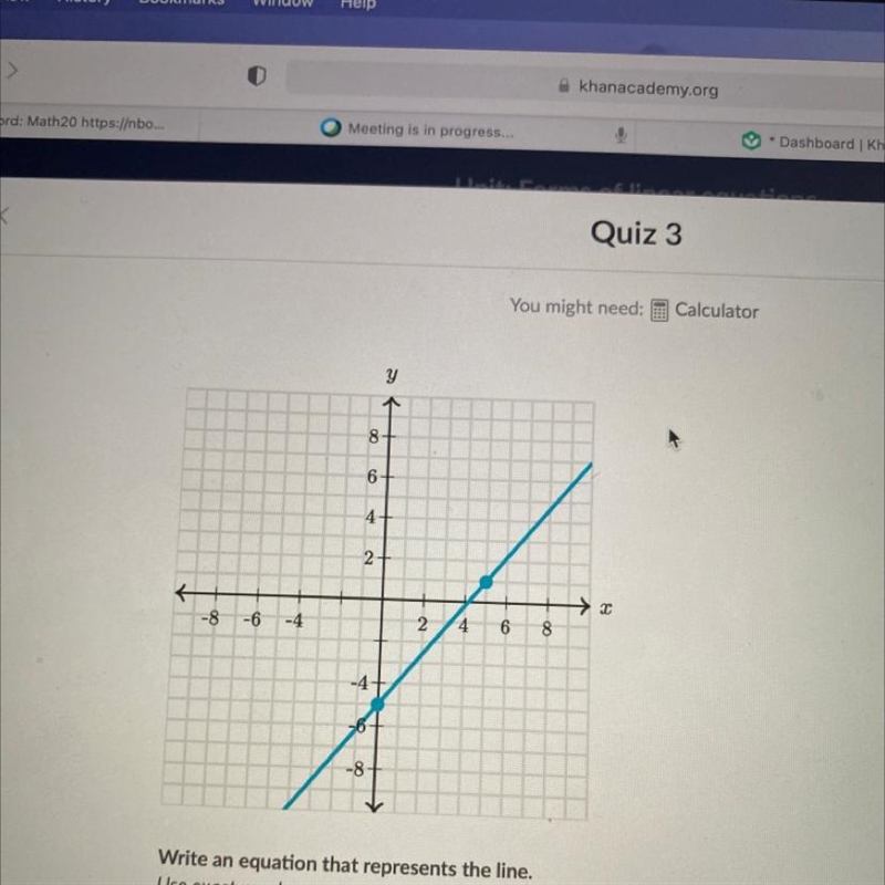 Write an equation that represents the line.-example-1