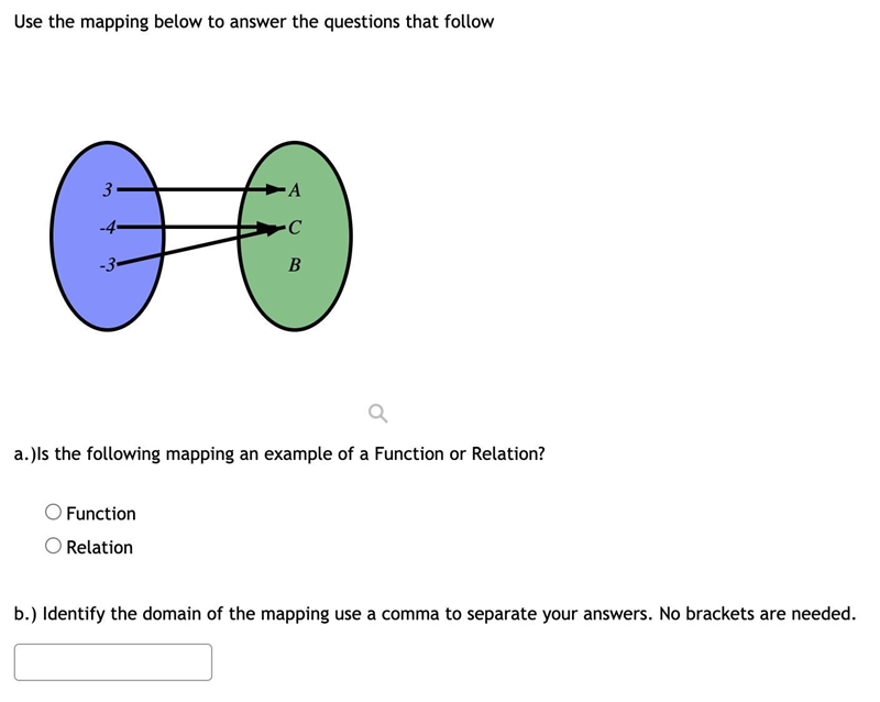 Someone please HELP ME with this!! a.) Is the following mapping an example of a Function-example-1