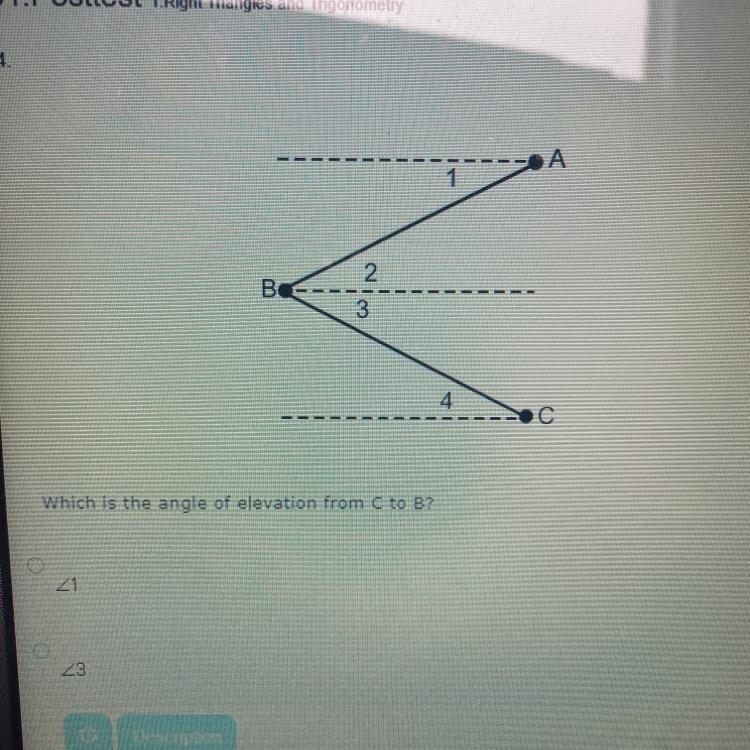 Which is the angle of elevation from C to B?-example-1