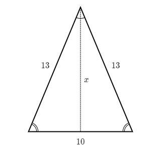 Find the value of x in the isosceles triangle shown below.-example-1