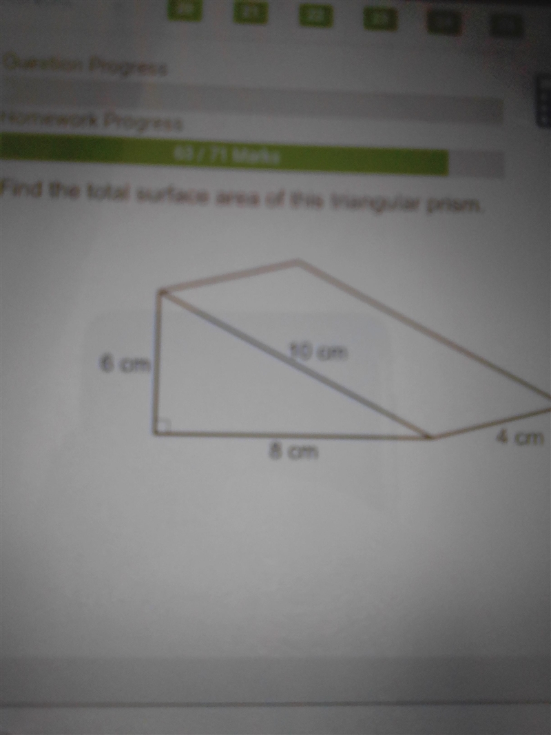 Find the total surface area of this triangular prism. 10cm 6 cm 4cm 8 cm-example-1