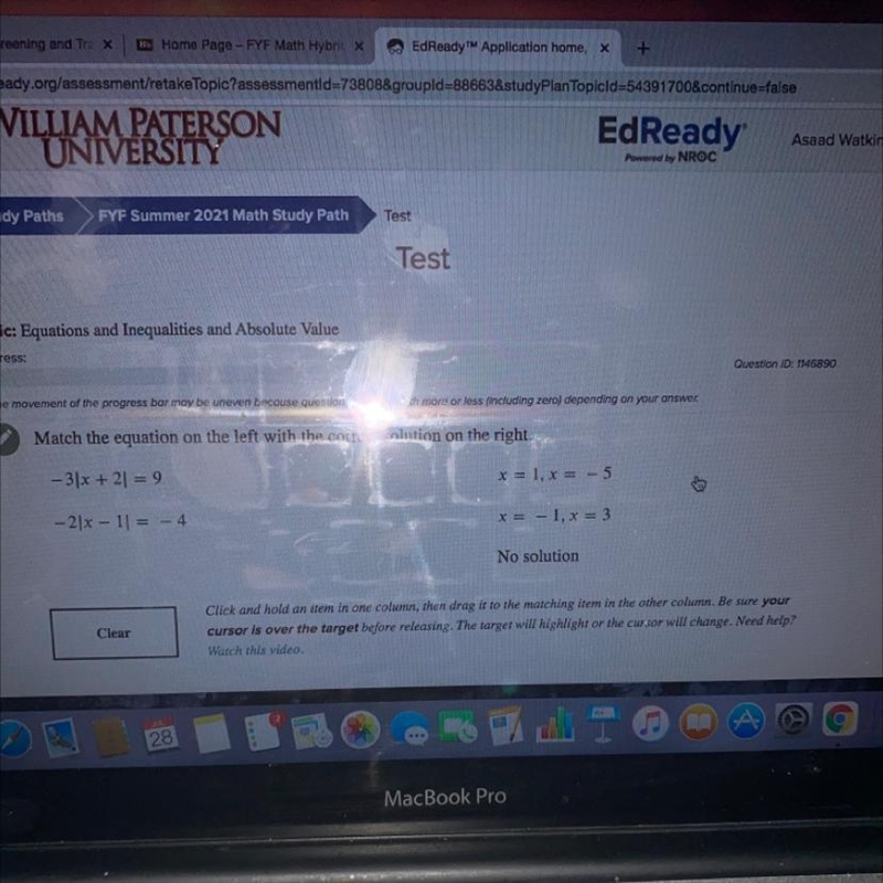 Match the equation on the left with the correct solution on the right.-example-1