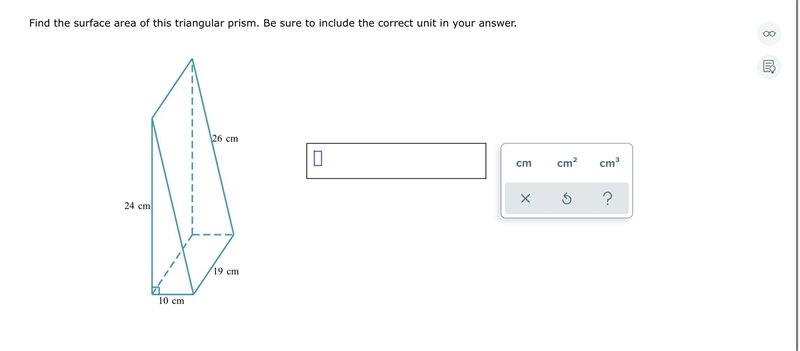 100 points. Find the surface area of the triangular prism. The unit is cm^2-example-1