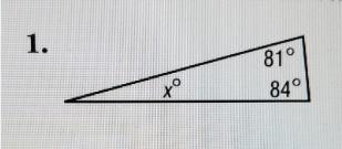 Find the value of x in each triangle with the given angle measures.-example-1