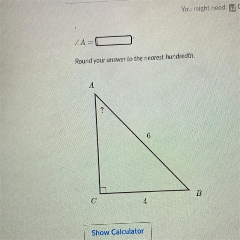 What is the measure of angle a. round your answer to the nearest hundredth-example-1