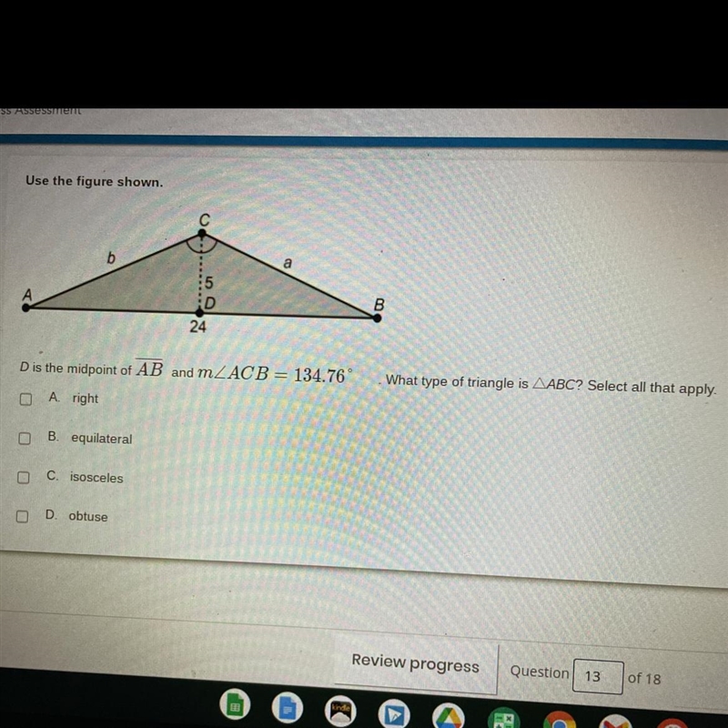 What type of triangle is AABC? Select all that apply. Thank u-example-1