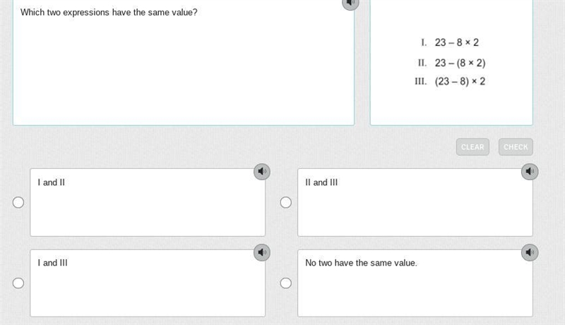 Which two expressions have the same value?-example-1