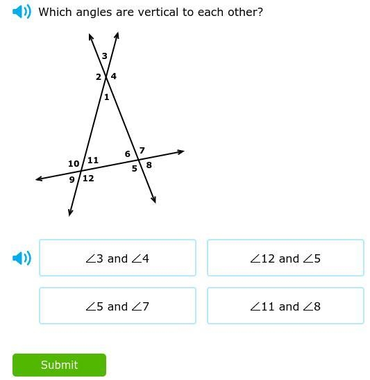 Which angles are vertical to each other ?-example-1