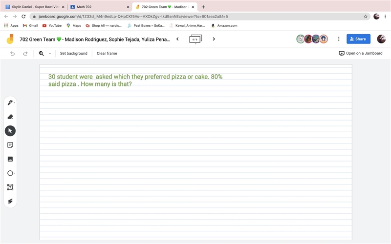 30 students were asked which the preferred pizza or cake. 80% said pizza. How many-example-1