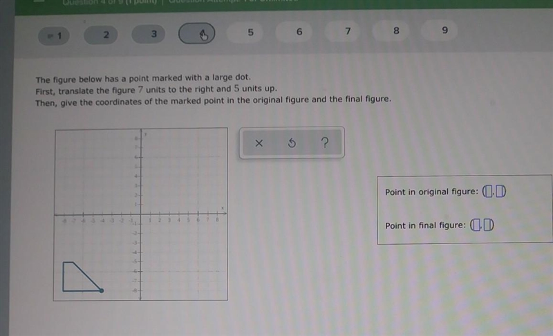 HELP !! The figure below has a point marked with a large dot. First, translate the-example-1