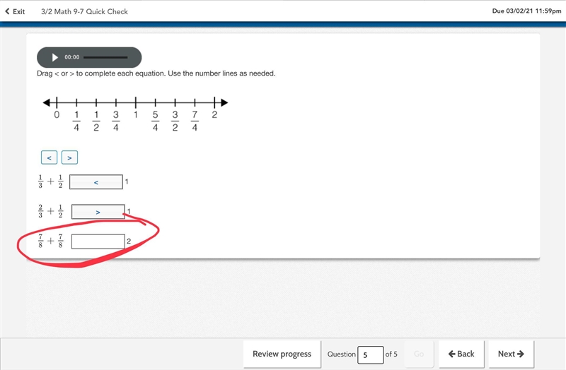 Drag < or > to complete each equation. Use the number lines as needed. PLSSS-example-1