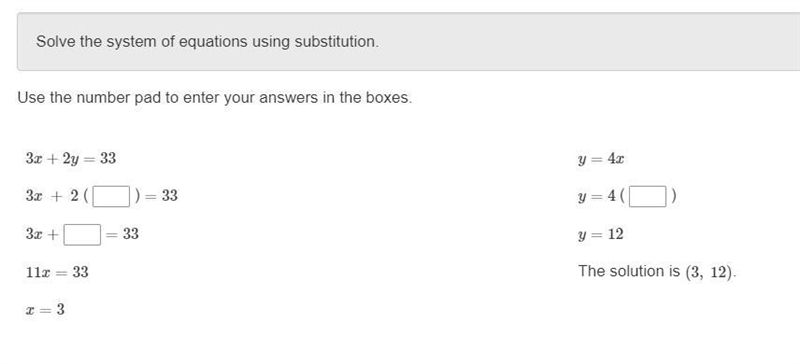 Solve the systems of equations using substitution.-example-1