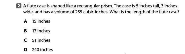 A flute case is shaped like a rectangular prism. The case is 5 inches tall, 3 inches-example-1