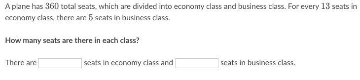 A plane has 360 total seats, which are divided into economy class and business class-example-1