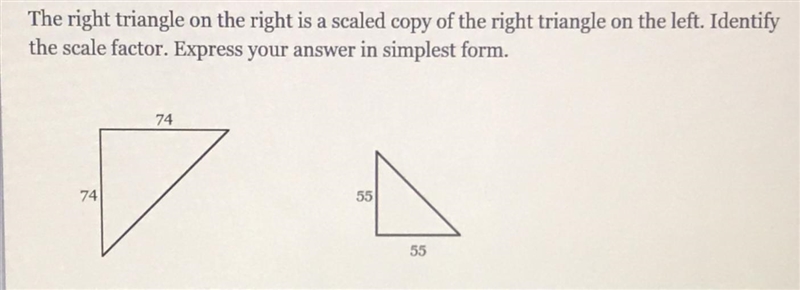 What is the scale factor of the two right triangles?-example-1