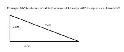 Triangle ABC is shown. What is the area of triangle ABC in square centimeters?-example-1