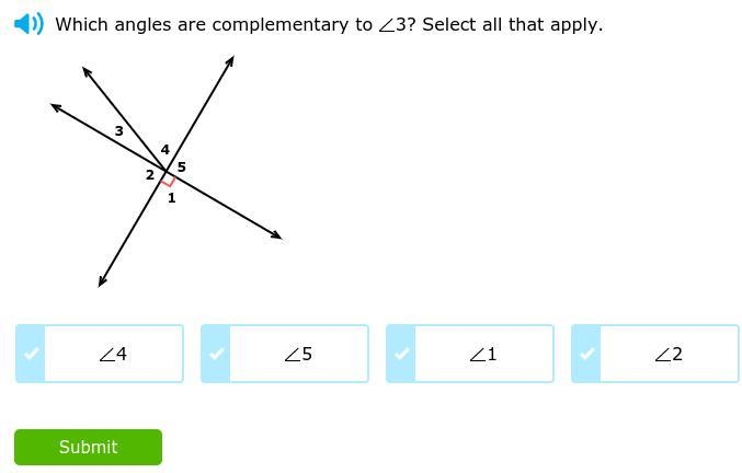 Which angles are complementary to 3 ? Select all that apply-example-1