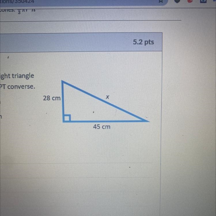 Find the missing side length of the right triangle using the Pythagorean Theorem or-example-1