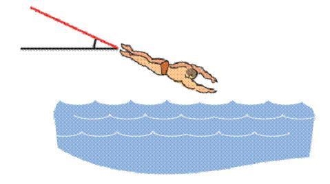 When a swimmer dives into the pool, an angle measurement is created. What is an approximate-example-1