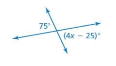 Tell whether the angles are adjacent or vertical. Then find the value of x.-example-1