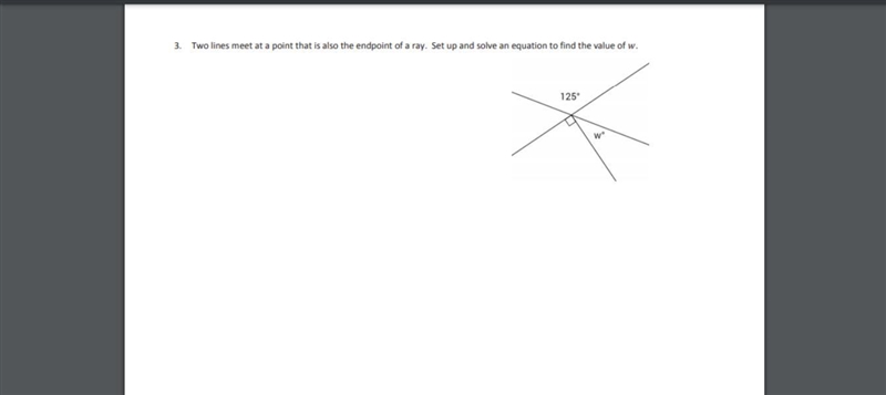 Two lines meet at a point that is also the endpoint of a ray. Set up and solve an-example-1