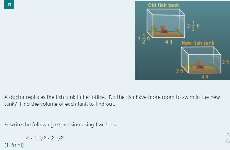 A doctor replaces the fish tank in her office. Do the fish have more room to swim-example-1